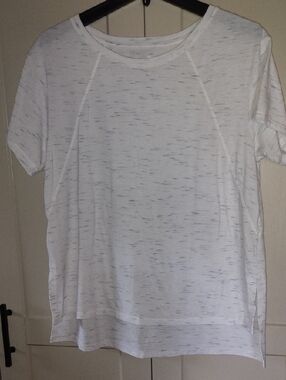 Avia White Short Sleeve Tee with Subtle Heather Speckle